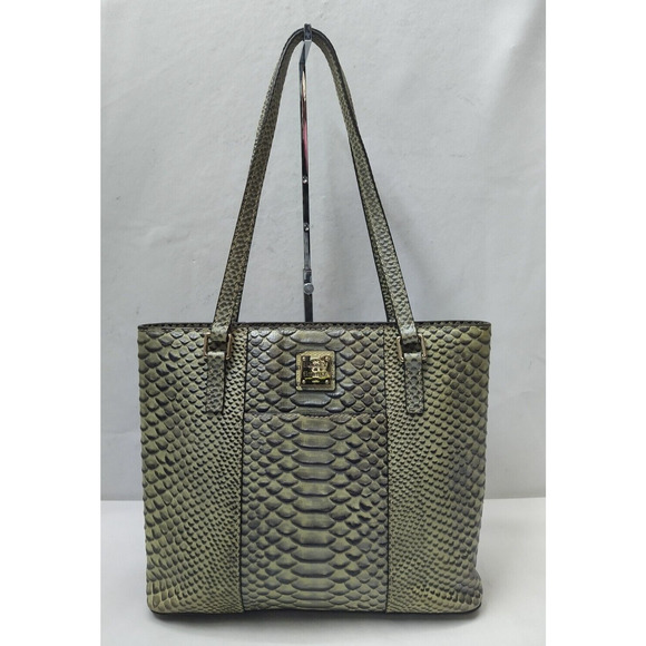 Dooney & Bourke Lexington Grayish Green Leather Crocodile Embossed Tote Bag - Picture 1 of 16